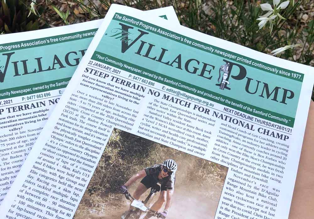 Advertising in The Village Pump Samford 4520 & Surrounds