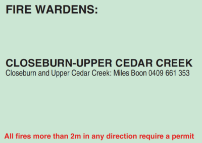 Closeburn & Upper Cedar Creek Fire Wardens